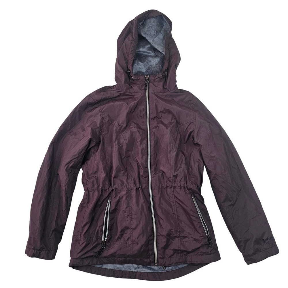 Free Country Womens Medium Purple Fleece Lined Hooded Windbreaker Jacket Coat